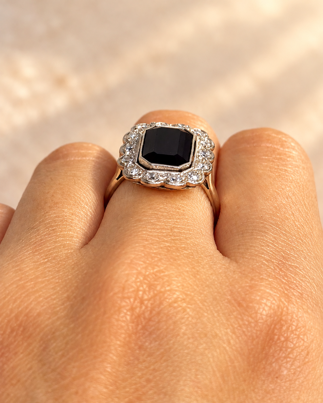 Bague Art-déco Saphir Teal 5.10 carats &amp; Diamants 4.88g "Janette"