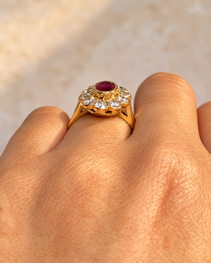 Bague Marguerite Rubis 0.76 carat &amp; Diamants 1 carat "Océane"
