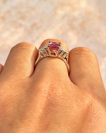 Bague Trilogie Tourmaline Rose 1.54 carat &amp; Diamants "Hortense"