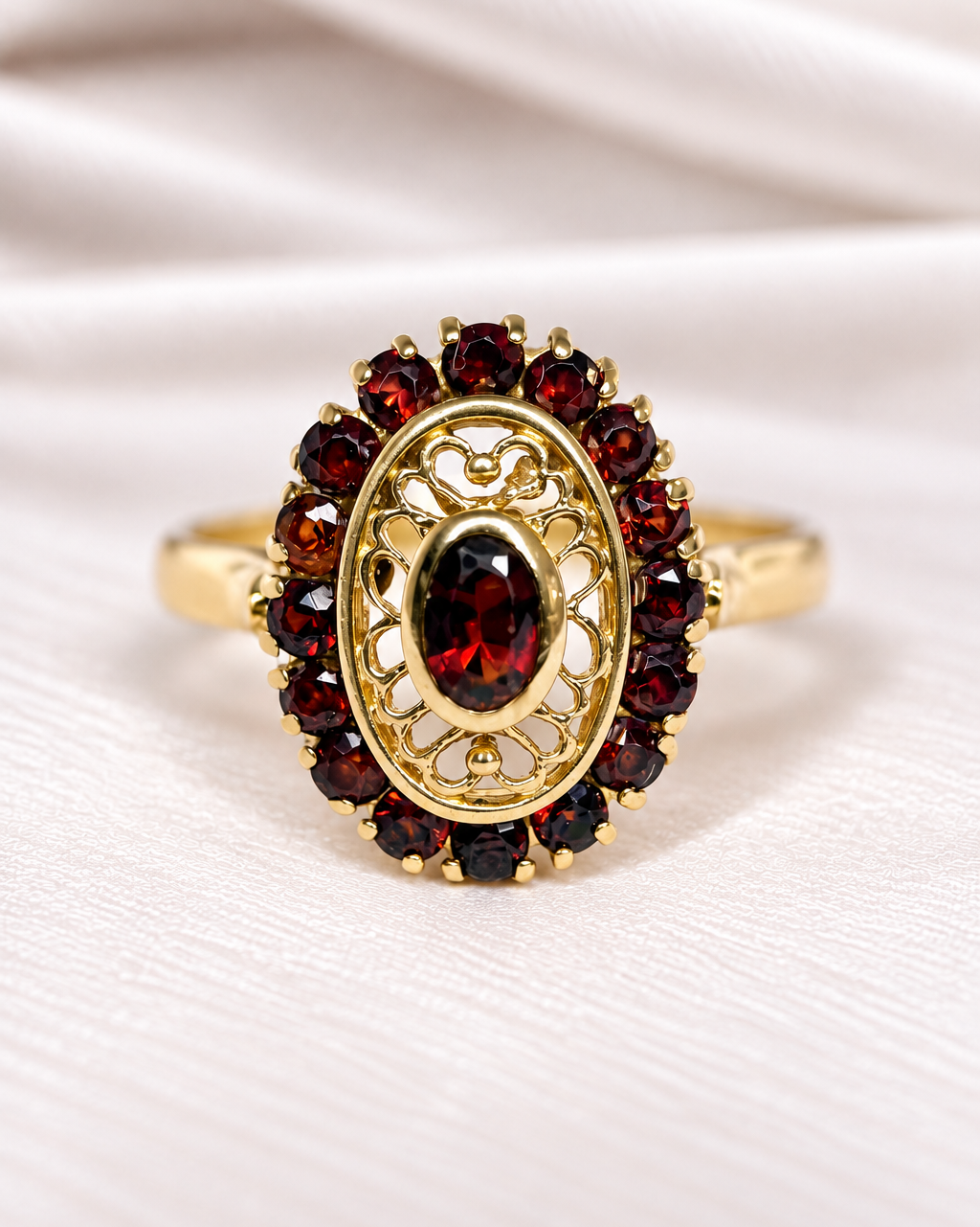 Bague Style Art-Déco Grenats Hessonite 0.70 carat "Hélène"