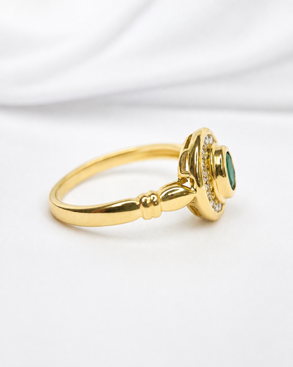 Art Deco Style Emerald 0.70 Carat &amp; Diamond Ring "Célia"