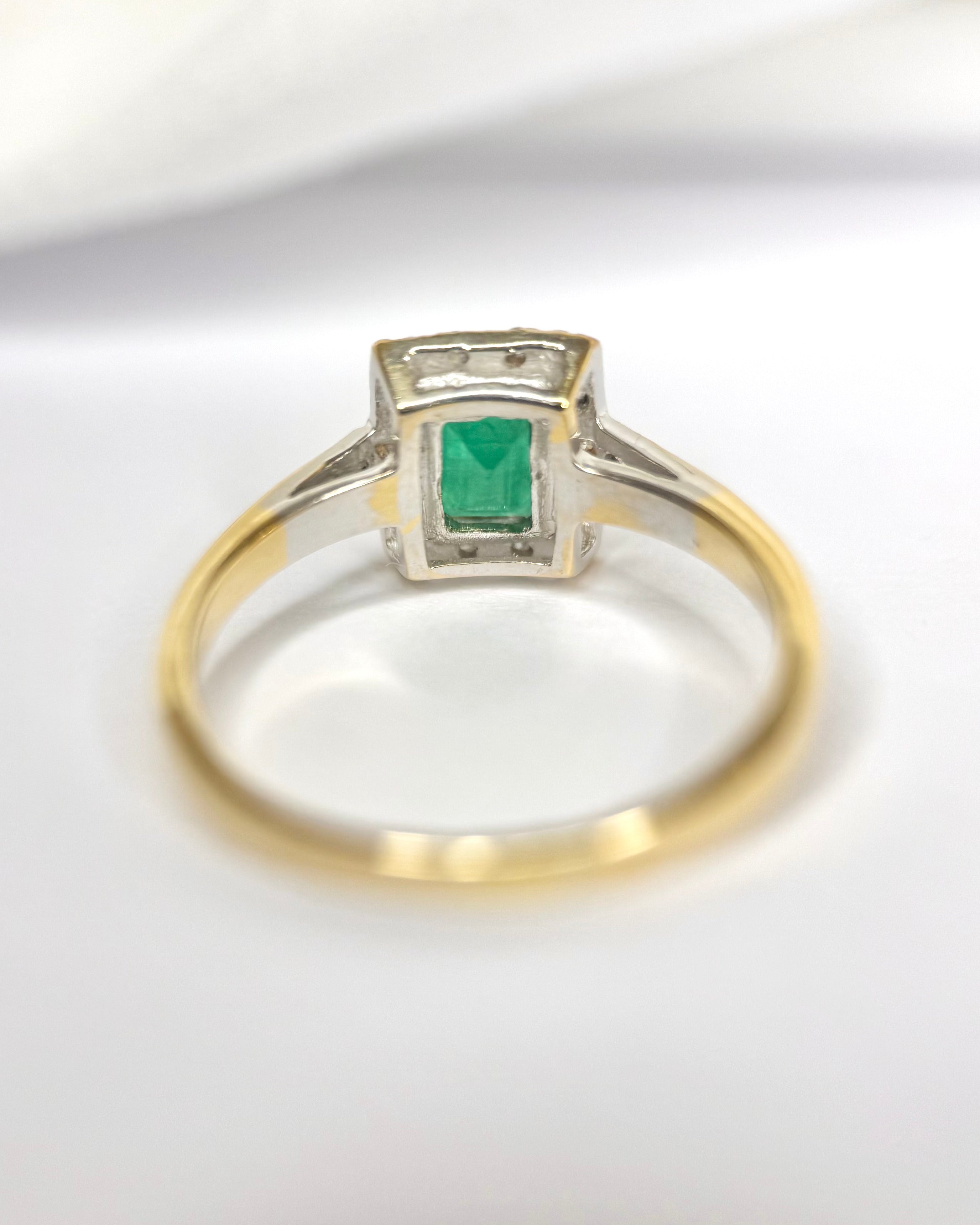 Bague Style Art-Déco Émeraude 0.60 carat &amp; Diamants 0.20 carat "Serafine"