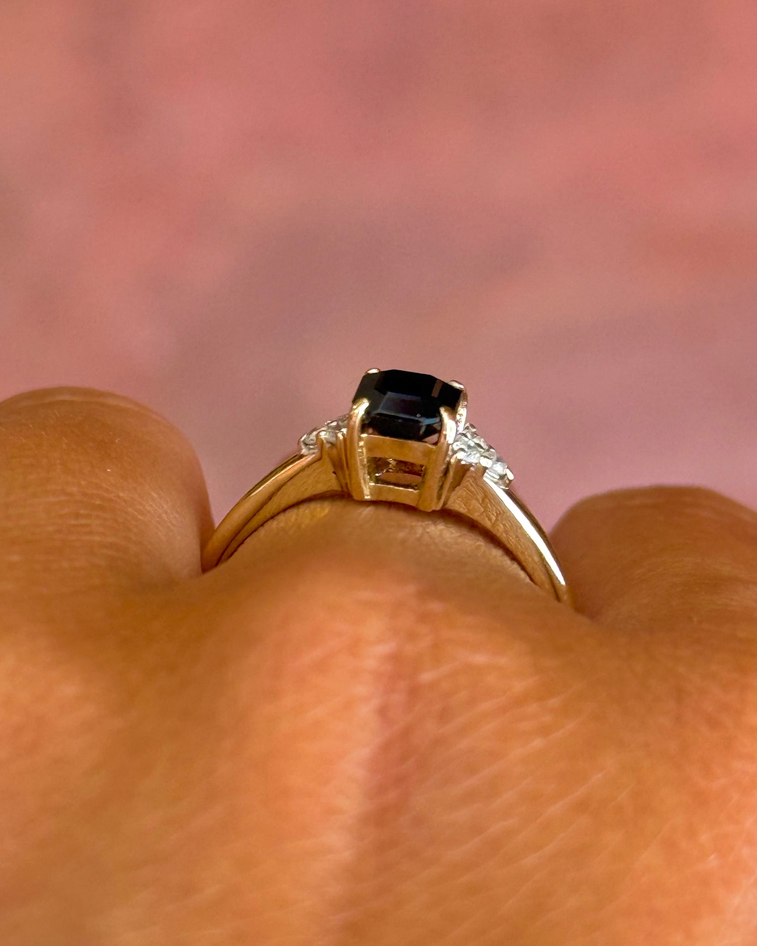 1.20-carat Chatoyant Sapphire &amp; Diamond Trilogy Ring "Louanne"