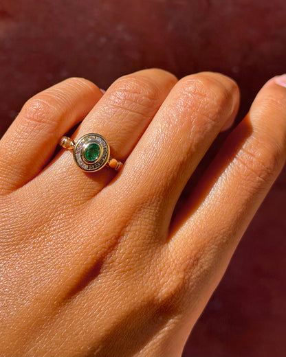 Art Deco Style Emerald 0.70 Carat &amp; Diamond Ring "Célia"