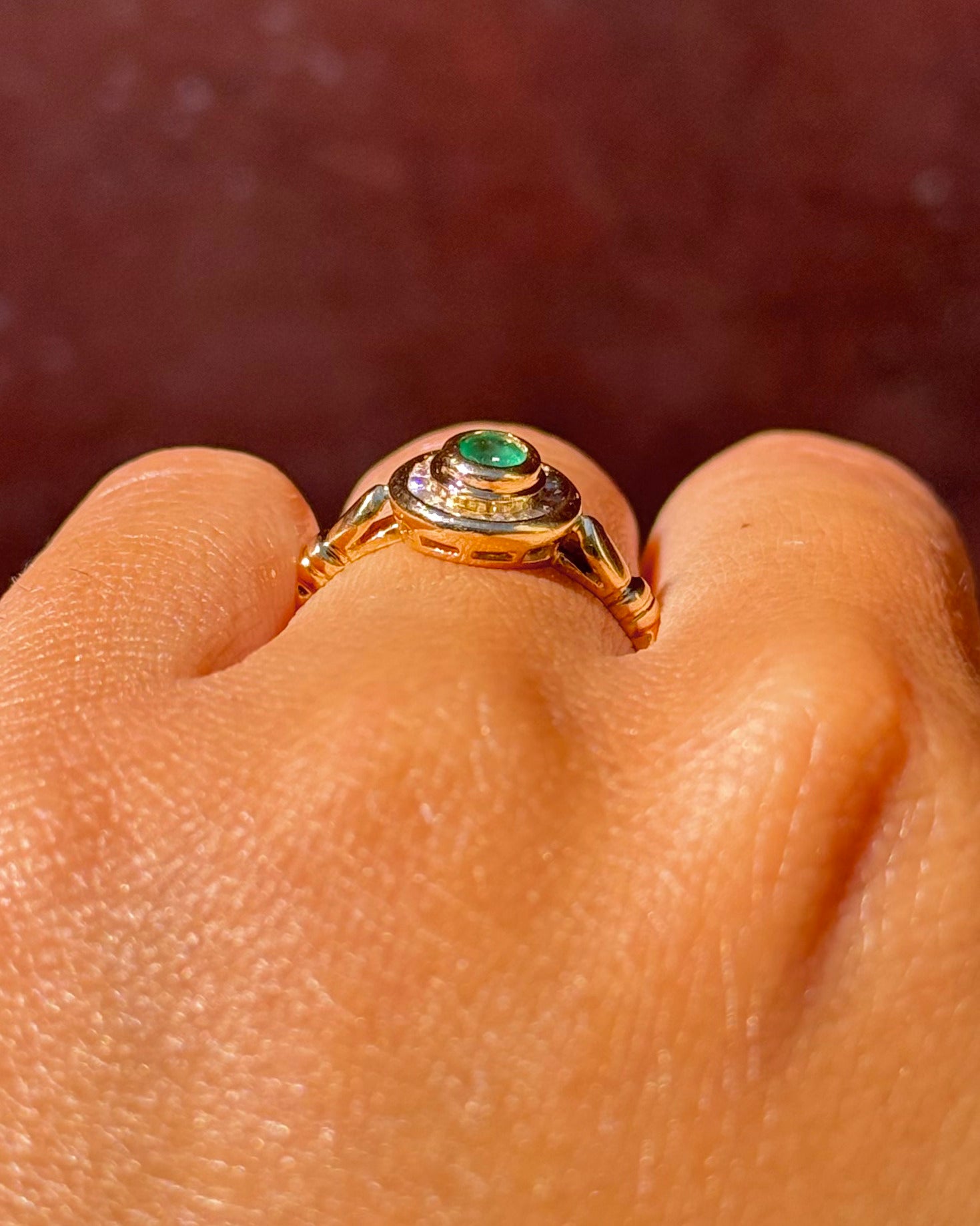 Art Deco Style Emerald 0.70 Carat &amp; Diamond Ring "Célia"