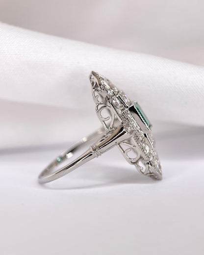 Art Deco-style Colombian Emerald Ring 0.59 carat &amp; Diamonds 0.93 carat "Minerva"