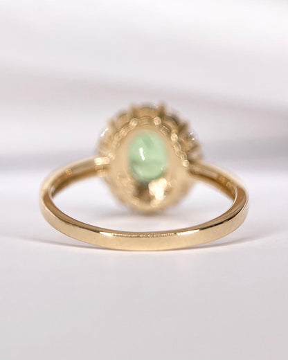 Anillo Margarita de Granate y Tsavorita de Tanzania de 1.14 quilates y Diamantes de 0.63 quilates «Aya»
