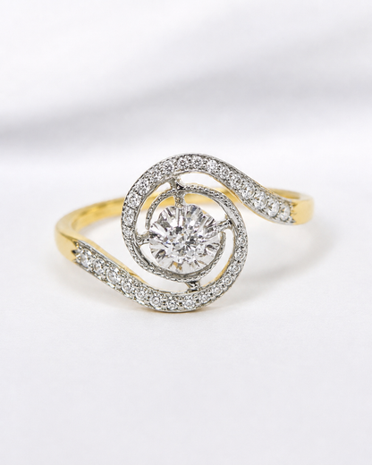 Anillo Art Déco de espiral con diamantes «Amina»