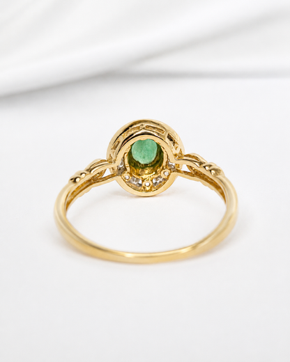 Art Deco Style Emerald 0.70 Carat &amp; Diamond Ring "Célia"