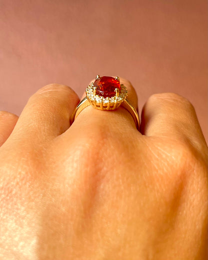 Bague Marguerite Saphir Orange 3.25 carats &amp; Diamants 0.27 carat 4,14g "Elise"