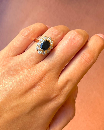 Bague Marguerite Saphir 1.75 carat &amp; Diamants 0.70 carat 6,14g "Mariette"