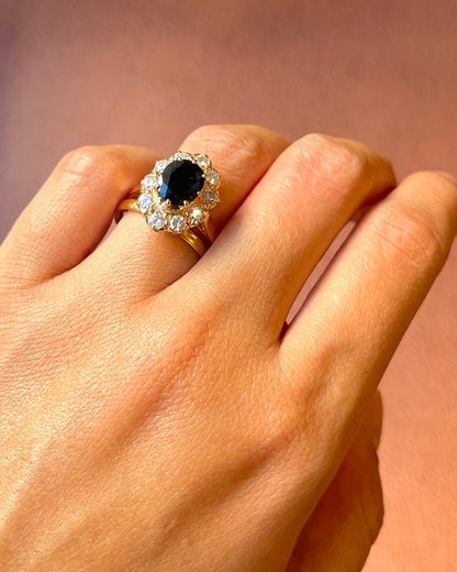 Bague Marguerite Saphir 1.75 carat &amp; Diamants 0.70 carat 6,14g "Mariette"