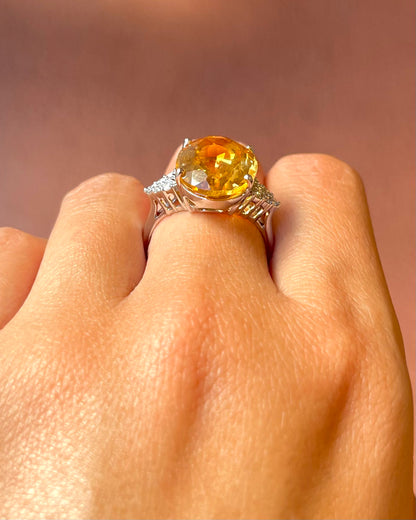 Bague Trilogie Citrine 9.15 carats &amp; Diamants 5,26g "Jade"