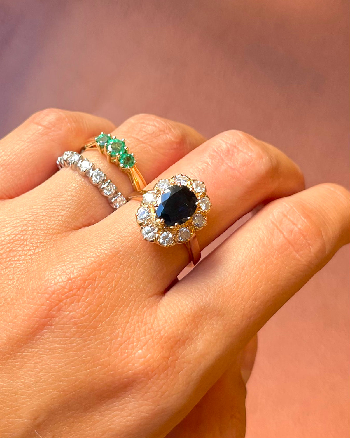 Bague Marguerite Saphir 1.75 carat &amp; Diamants 0.70 carat 6,14g "Mariette"