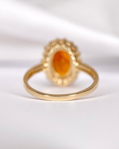 Bague Marguerite Saphir Orange 3.25 carats &amp; Diamants 0.27 carat 4,14g "Elise"