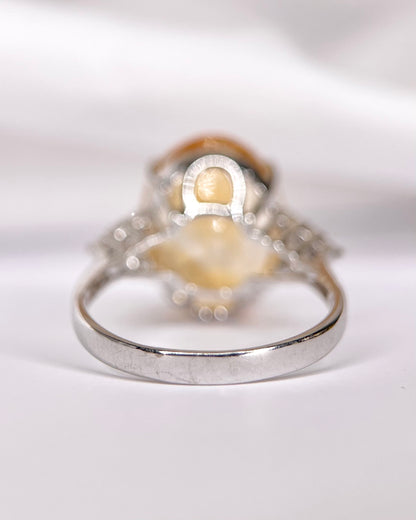 Bague Trilogie Citrine 9.15 carats &amp; Diamants 5,26g "Jade"