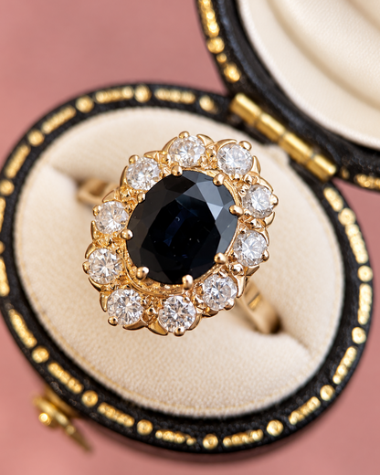 Bague Marguerite Saphir 1.75 carat &amp; Diamants 0.70 carat 6,14g "Mariette"