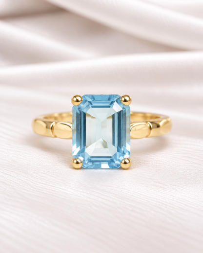 Bague Solitaire Topaze Bleu Lagon 3.35 carats "Marianne"
