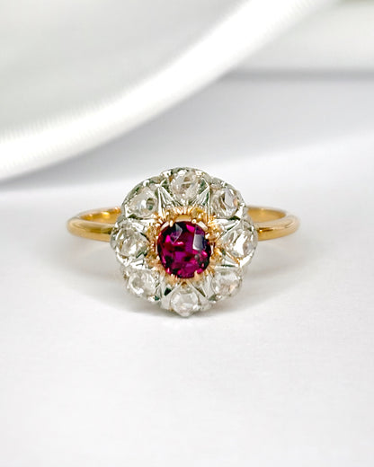 Bague Marguerite Rubis 0.45 carat &amp; Diamants 0.30 carat "Anais"
