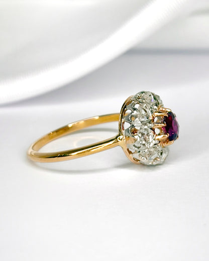 Bague Marguerite Rubis 0.45 carat &amp; Diamants 0.30 carat "Anais"