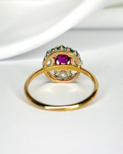 Bague Marguerite Rubis 0.45 carat &amp; Diamants 0.30 carat "Anais"