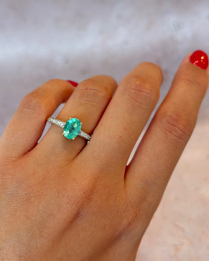 Bague Solitaire Émeraude 1.30 carat &amp; Diamants "Safina"