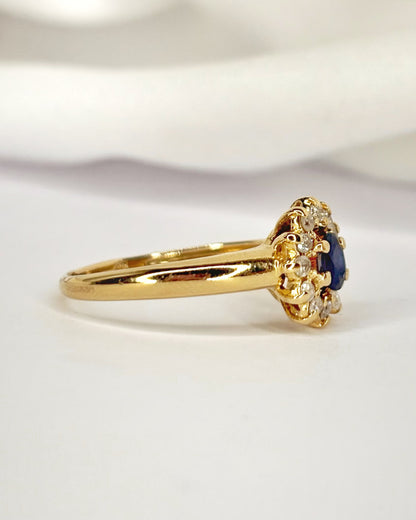Bague Marguerite Saphir 0.35 carat &amp; Diamants 0.36 carat "Cassandra"