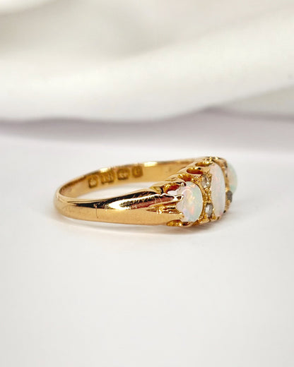 Bague Rivière Opales &amp; Diamants "Mona"