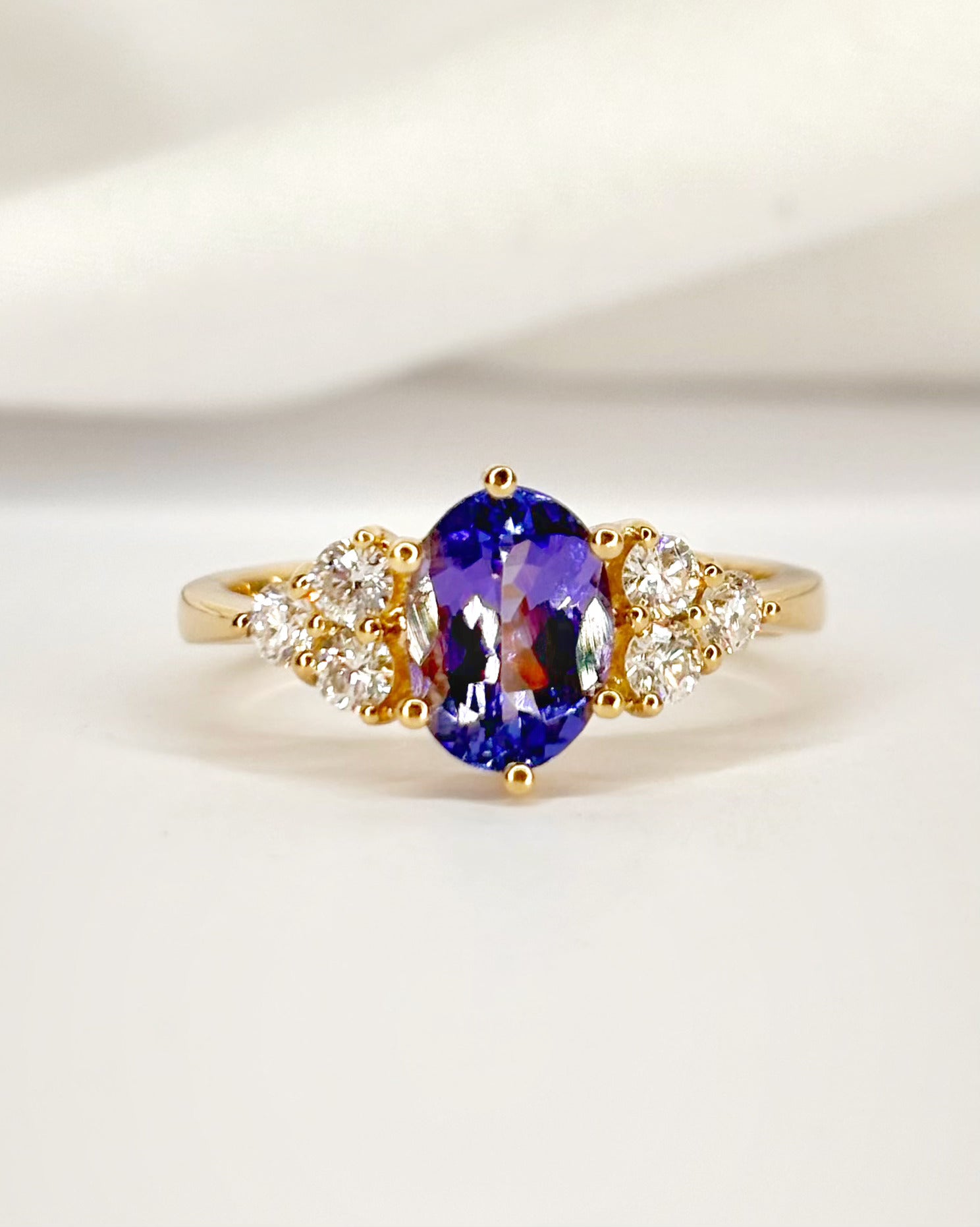 Bague Trilogie Tanzanite 1.35 carat &amp; Diamants 0.36 carat "Appoline"