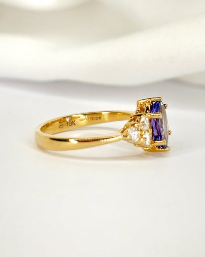 Bague Trilogie Tanzanite 1.35 carat &amp; Diamants 0.36 carat "Appoline"