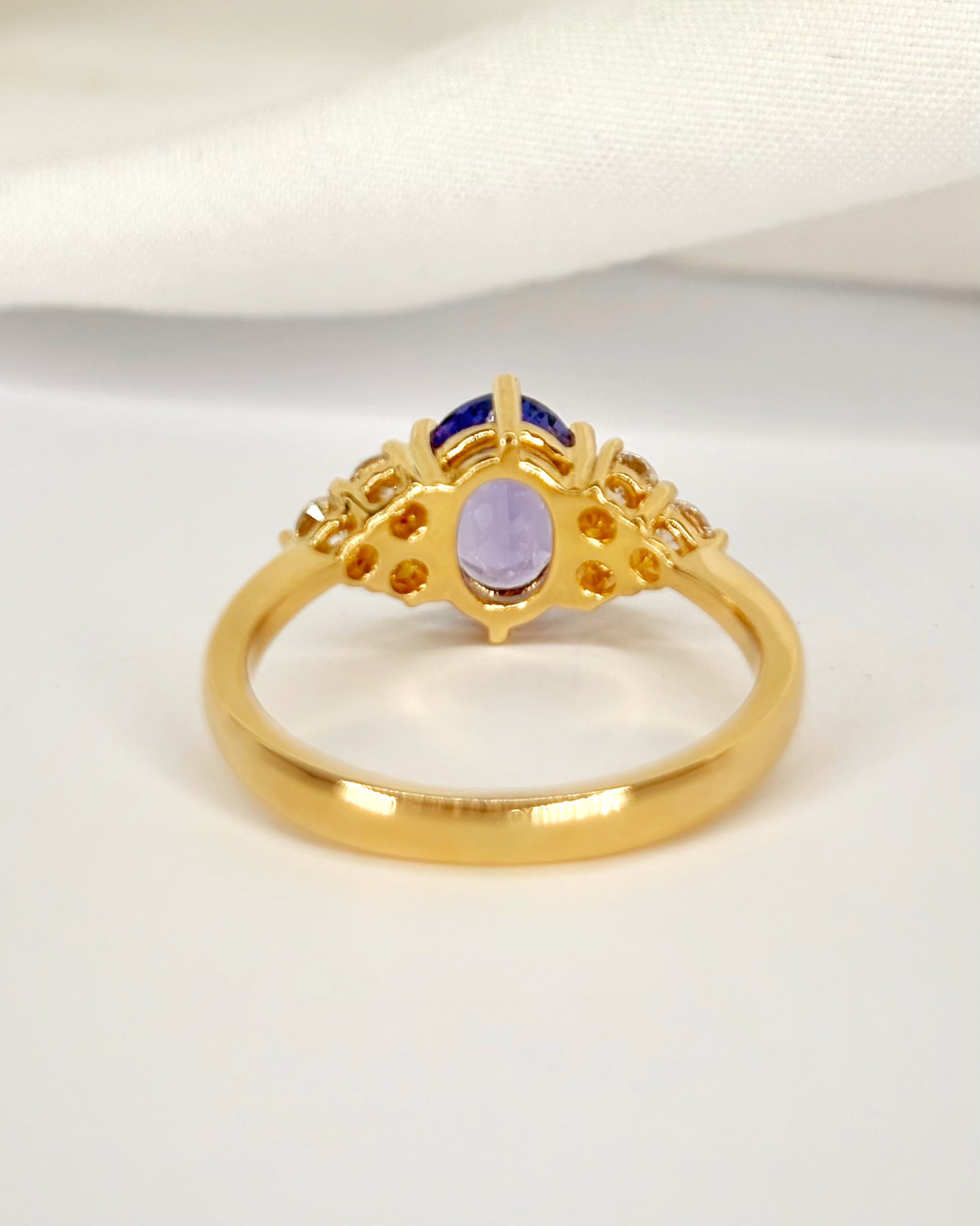 Bague Trilogie Tanzanite 1.35 carat &amp; Diamants 0.36 carat "Appoline"