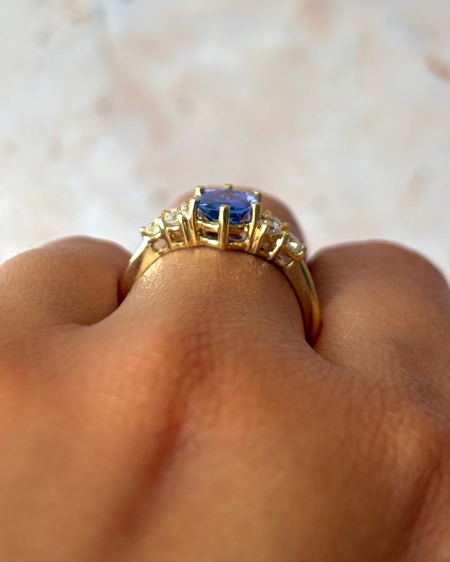 Bague Trilogie Tanzanite 1.35 carat &amp; Diamants 0.36 carat "Appoline"