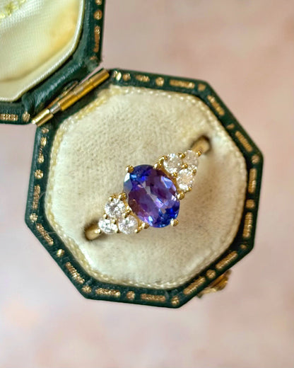 Bague Trilogie Tanzanite 1.35 carat &amp; Diamants 0.36 carat "Appoline"