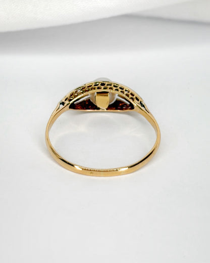 Bague Art-Déco Perle &amp; Diamants "Lina"