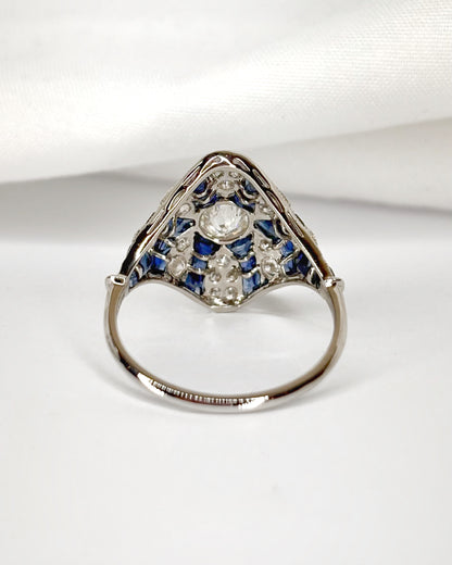 Bague Style Art-Déco Saphirs 0.40 carat &amp; Diamants 0.86 carat "Cécile"