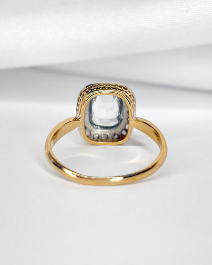 Anillo Art Déco Aguamarina 1.15 quilates y 20 diamantes "Ludivine"