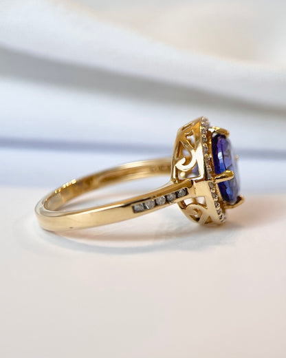 Bague Solitaire Tanzanite 2.30 carats &amp; Diamants 0.40 carat 4,59g "Iliana"