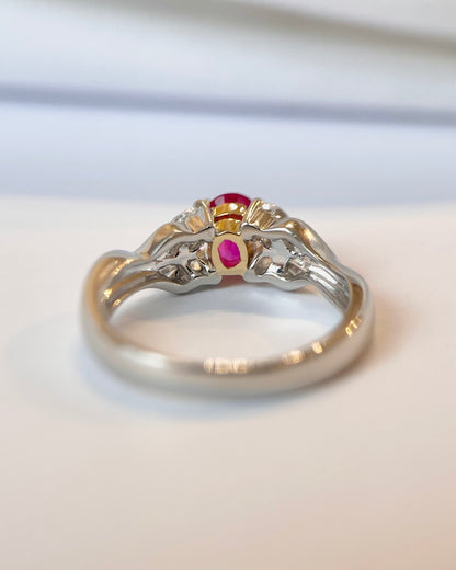 Bague Trilogie Rubis 0.55 carat &amp; Diamants 0.37 carat "Pascaline"
