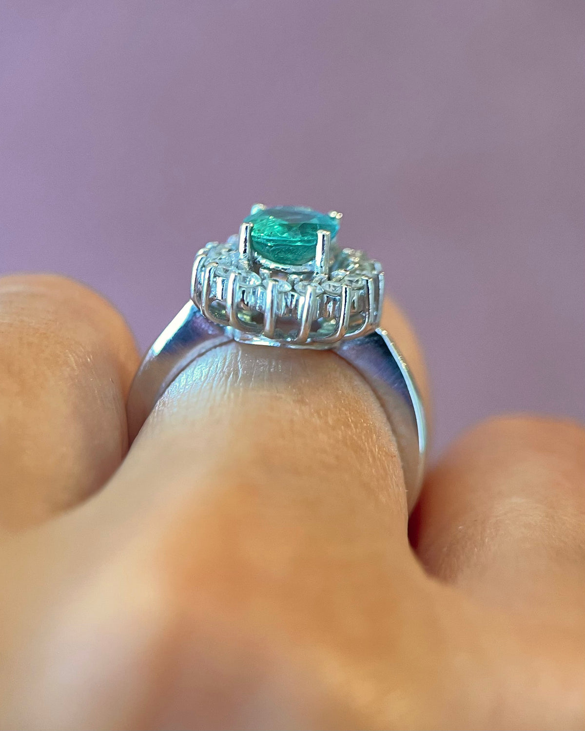 Bague Marguerite Émeraude 1 carat &amp; Diamants 0.32 carat 4,79g "Théa"