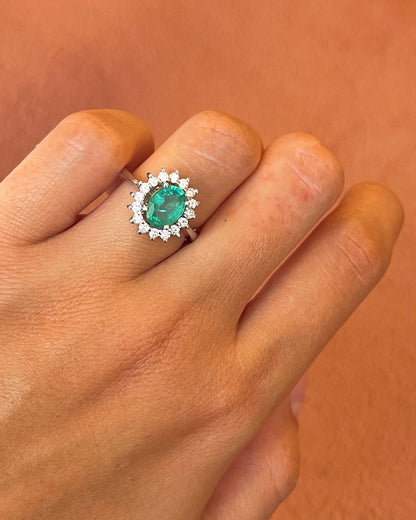 Bague Marguerite Émeraude 1 carat &amp; Diamants 0.32 carat 4,79g "Théa"