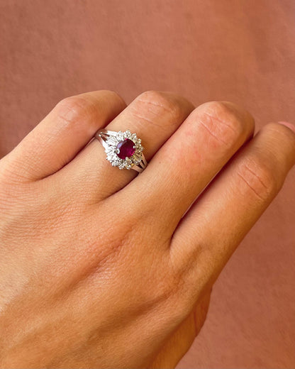 Bague Marguerite Rubis 0.64 carat &amp; Diamants 0.25 carat "Vivienne"