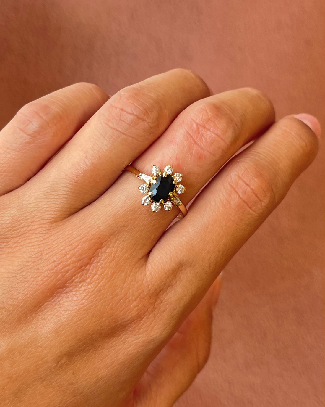 Bague Marguerite Saphir 1 carat &amp; Diamants 0.33 carat "Meredith"