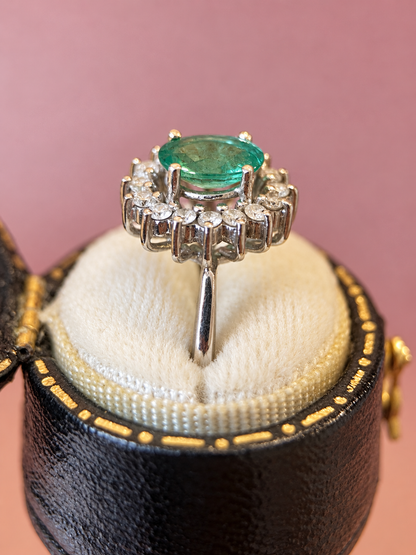 Bague Marguerite Émeraude 1 carat &amp; Diamants 0.32 carat 4,79g "Théa"