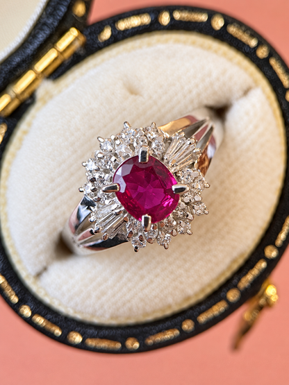 Bague Marguerite Rubis 0.64 carat &amp; Diamants 0.25 carat "Vivienne"
