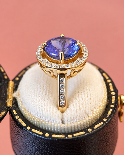 Bague Solitaire Tanzanite 2.30 carats &amp; Diamants 0.40 carat 4,59g "Iliana"