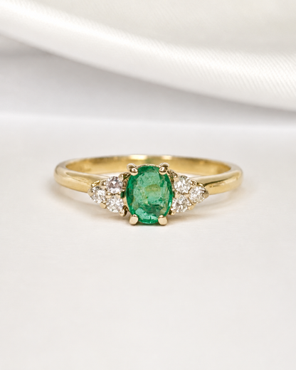 Bague Trilogie Émeraude &amp; Diamants "Jessy"