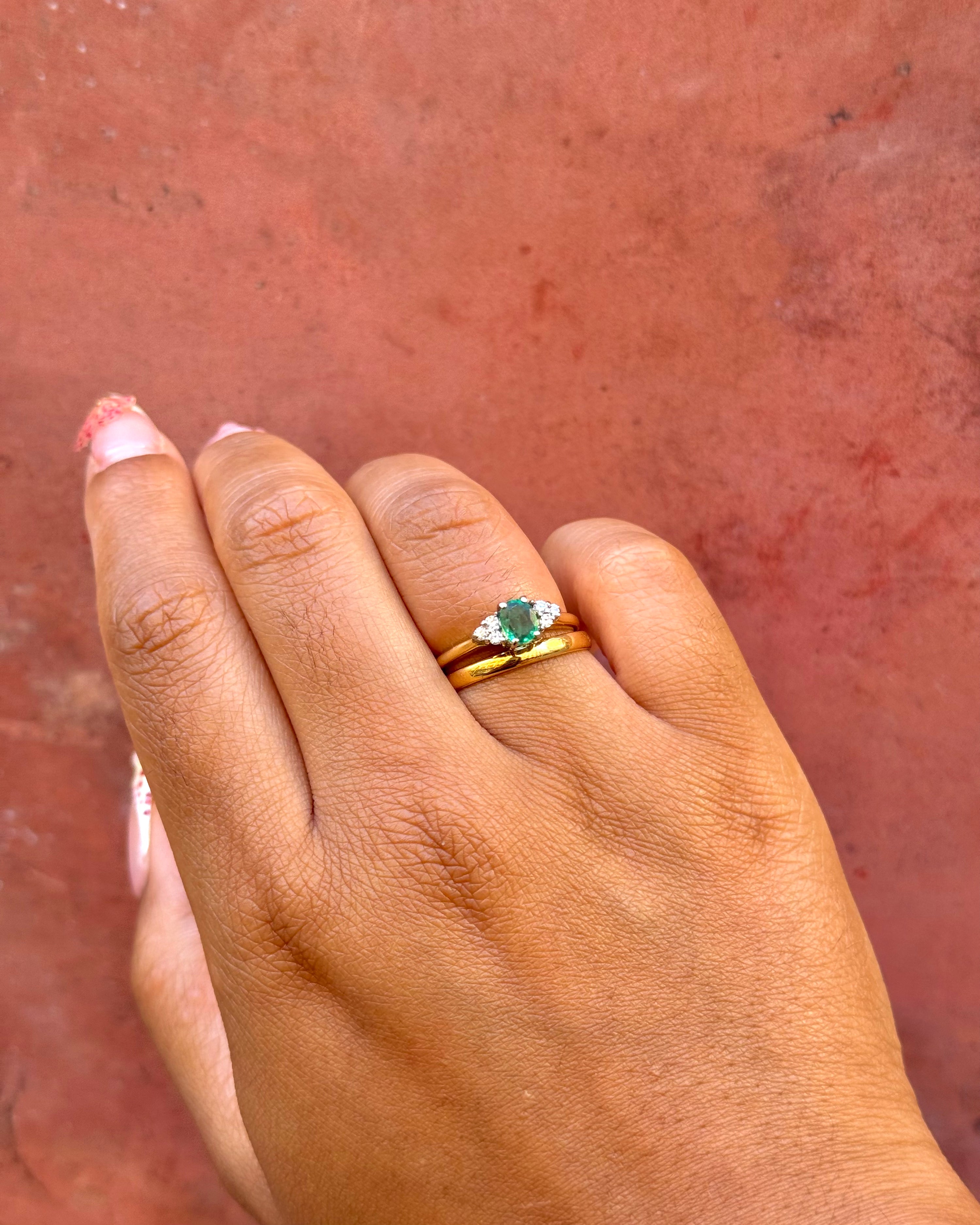 Bague Trilogie Émeraude &amp; Diamants "Jessy"