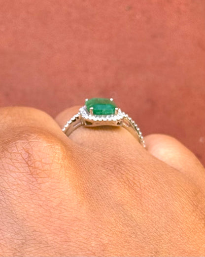 Bague Style Art-Déco Émeraude 1.12 carat &amp; Diamants 0.30 carat "Andressa"