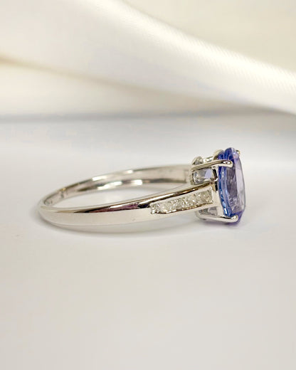 Bague Solitaire Tanzanite 1.80 carat &amp; Diamants 0.29 carat "Polly"