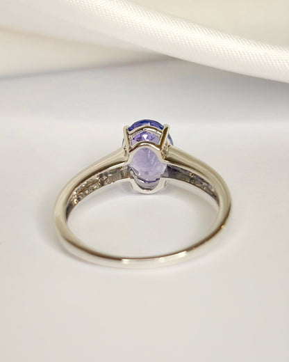 Bague Solitaire Tanzanite 1.80 carat &amp; Diamants 0.29 carat "Polly"